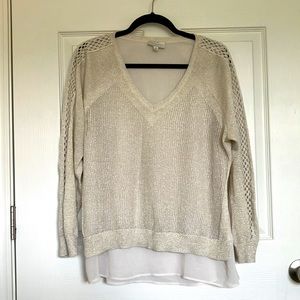 Lucky Brand gold shimmer knit layered sweater